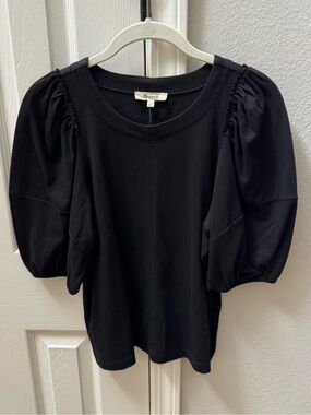 NWT MADEWELL BLACK PUFF SLEEVE TOP SMALL
